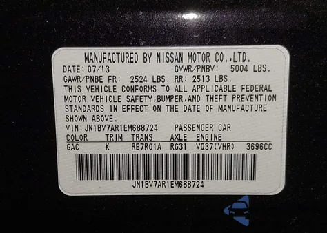 2014 Infiniti Q50 Sport z USA, uszkodzony, nr VIN JN1BV7AR1EM688724